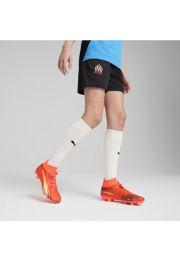 Puma - Młodzieżowe szorty treningowe Olympique Marsylia PUMA Black Copper Metallic. Kolor: wielokolorowy, szary, czarny. Sport: piłka nożna