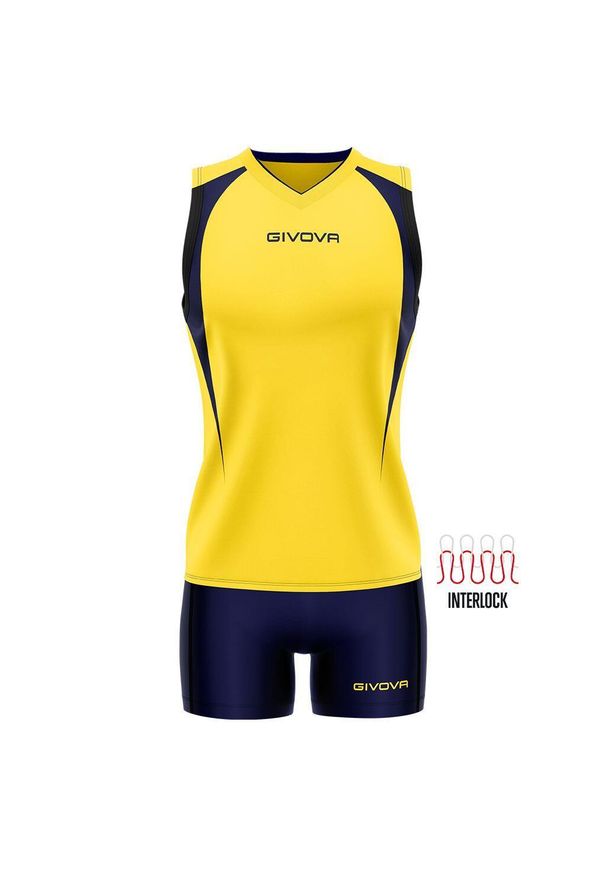 Givova Kit Volley Spike M - Zestaw siatkarski damski. Typ kołnierza: polo. Kolor: niebieski, żółty, wielokolorowy. Materiał: materiał