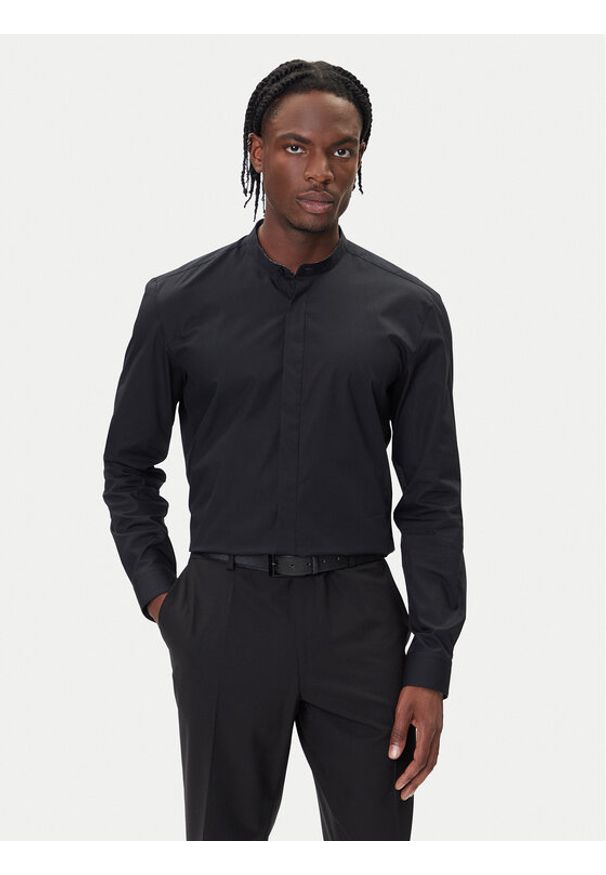 Hugo - HUGO Koszula Kaleb 50551253 Czarny Slim Fit. Kolor: czarny. Materiał: bawełna