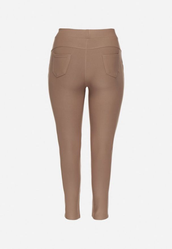 Born2be - Beżowe Spodnie o Dopasowanym Kroju z Gumką w Talii Stellivae. Okazja: na spotkanie biznesowe, na co dzień. Kolekcja: plus size. Kolor: beżowy. Styl: biznesowy, casual