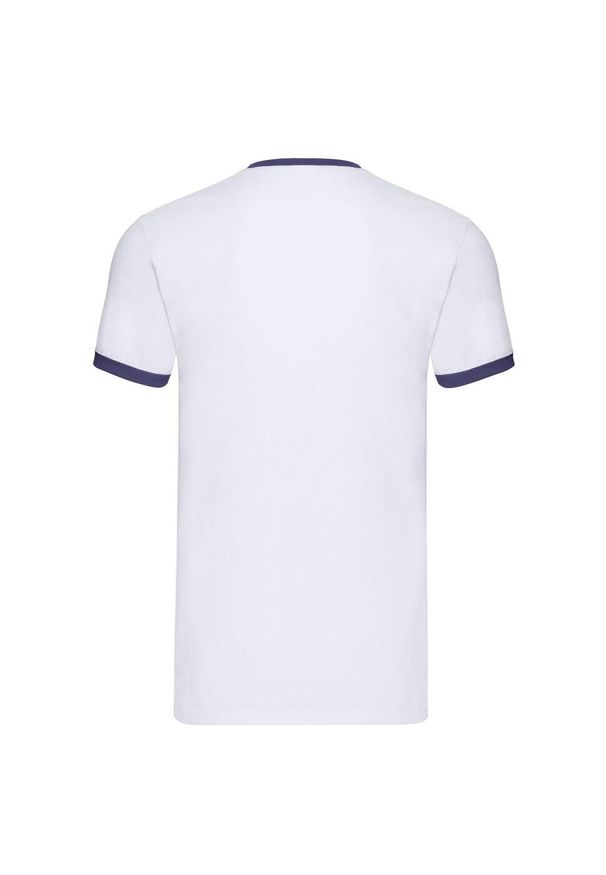 FRUIT OF THE LOOM - Męska Koszulka Ringer 160. Kolor: niebieski, wielokolorowy, biały. Sport: turystyka piesza