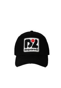 DSQUARED2 - Dsquared2 Bejsbolówka | BCM0614 05C00001 | Mężczyzna | Czarny. Kolor: czarny. Materiał: bawełna. Wzór: napisy, aplikacja. Styl: sportowy, elegancki