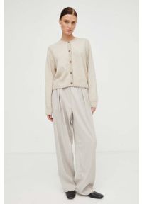 Marc O'Polo kardigan wełniany kolor beżowy lekki. Typ kołnierza: polo. Kolor: beżowy. Materiał: wełna #3