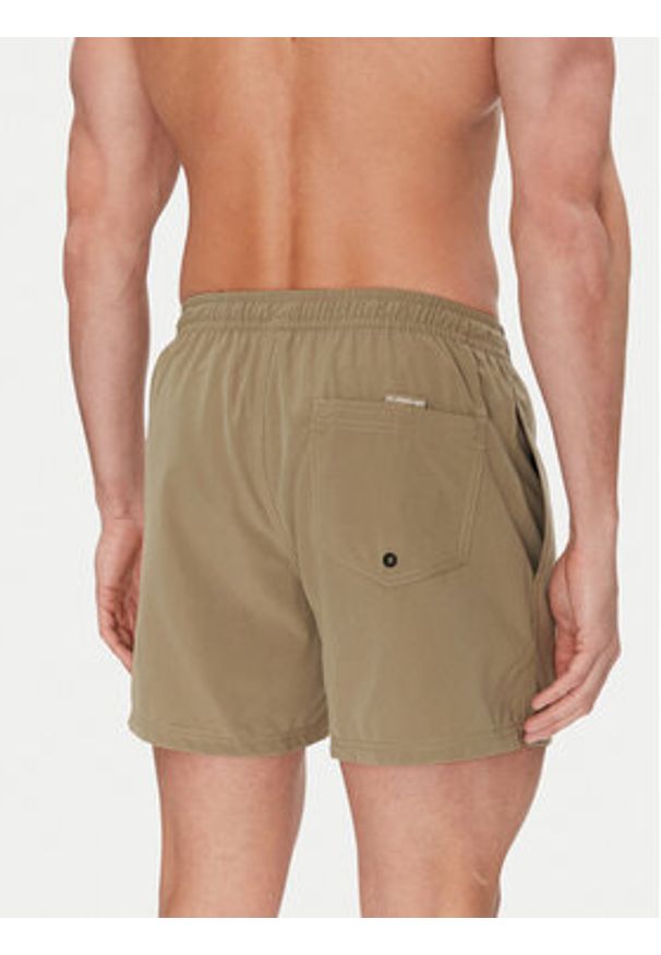 Quiksilver Szorty kąpielowe Spl Fineline Volley 15 EQYJV04141 Khaki Regular Fit. Kolor: brązowy. Materiał: syntetyk