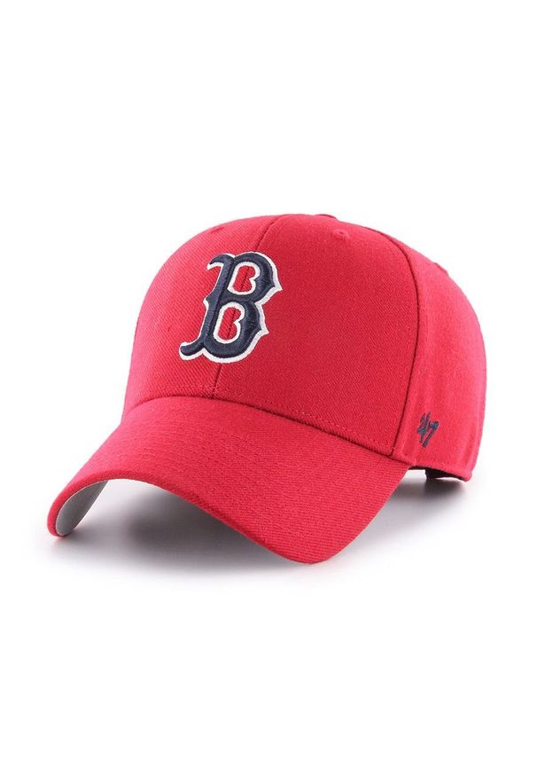 47 Brand - 47brand Czapka MLB Boston Red Socks kolor czerwony z aplikacją. Kolor: czerwony. Wzór: aplikacja