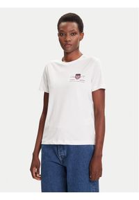 GANT - Gant T-Shirt Bisiklet Yaka 4200277 Biały Regular Fit. Kolor: biały. Materiał: bawełna