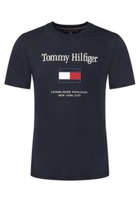 TOMMY HILFIGER - Tommy Hilfiger T-Shirt Embro Flag MW0MW42736 Granatowy Regular Fit. Kolor: niebieski. Materiał: bawełna #1