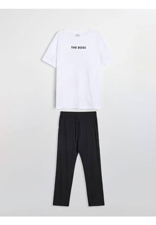 Sinsay - Bawełniana piżama dwuczęściowa z nadrukiem - wielobarwny. Materiał: bawełna. Wzór: nadruk