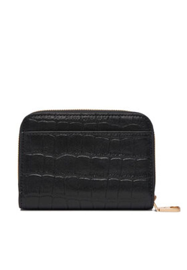Calvin Klein Mały Portfel Damski Ck Croc Medium Flap Zip Around LV04F1095G Czarny. Kolor: czarny. Materiał: skóra