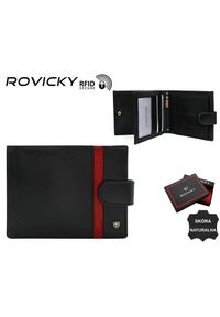 ROVICKY - Portfel skórzany Rovicky [DH] N01L-RVTP czarny. Kolor: czarny. Materiał: skóra. Wzór: aplikacja