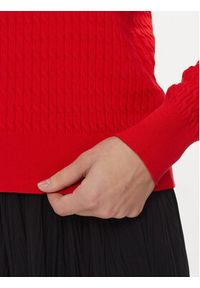 TOMMY HILFIGER - Tommy Hilfiger Sweter Co Cable C-Nk Sweater WW0WW41142 Czerwony Regular Fit. Kolor: czerwony. Materiał: bawełna