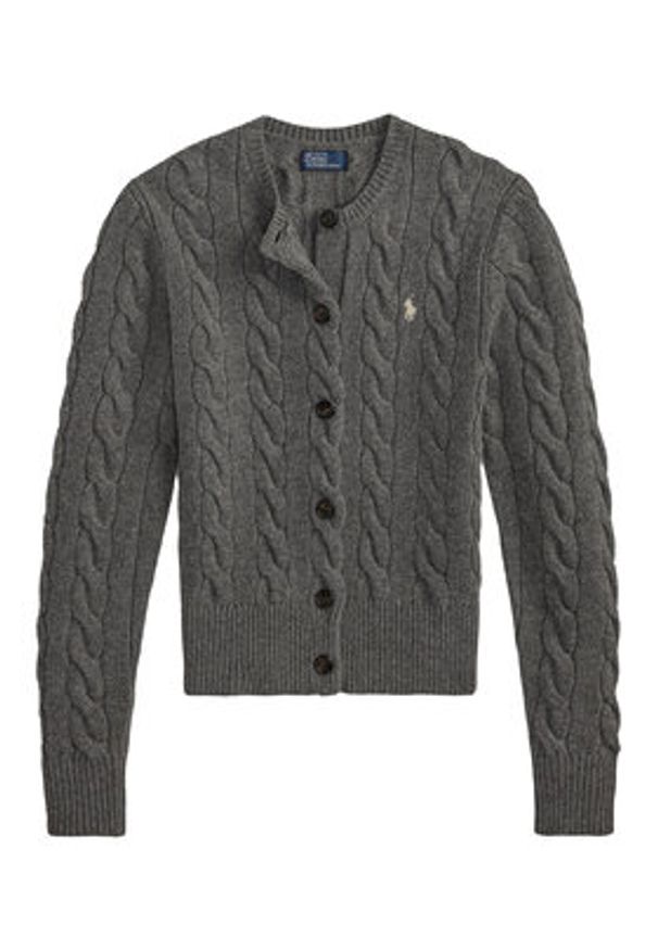 Polo Ralph Lauren Kardigan 211972104500 Szary Slim Fit. Typ kołnierza: polo. Kolor: szary. Materiał: wełna