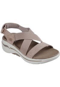 skechers - Sandały Skechers Go Walk Arch Fit San, Kobiety. Kolor: brązowy. Materiał: materiał. Sport: turystyka piesza