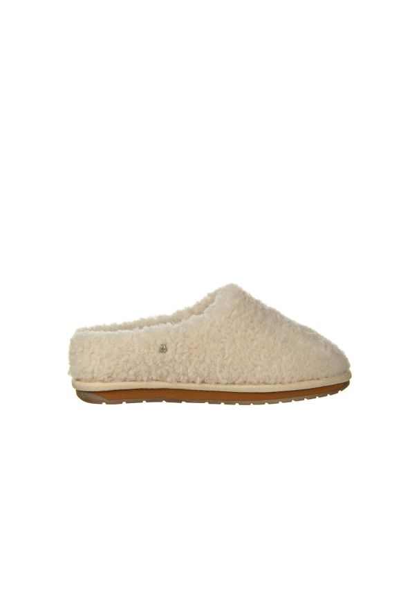 emu - Klapki Emu Joy Teddy Natural 119139, Beż, Futro naturalne. Kolor: beżowy. Materiał: skóra. Styl: elegancki