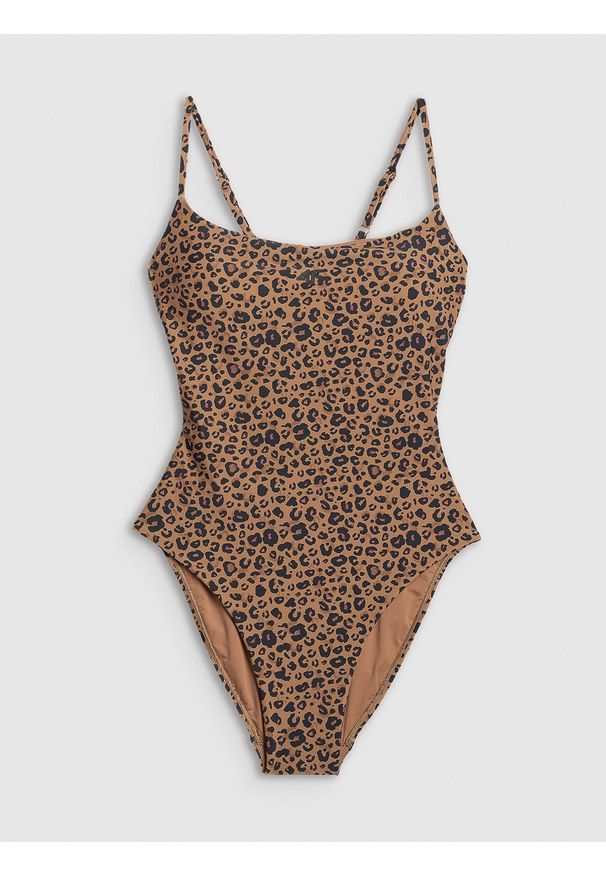 4f - 4F Kostium kąpielowy jednoczęściowy damski - brązowy S. Kolor: brązowy. Materiał: materiał