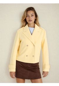 Sinsay - Dwurzędowa kurtka z klapami i pagonami - żółty. Kolor: żółty #1