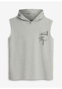 bonprix - Bluza z kapturem bez rękawów z bawełny organicznej, loose fit. Typ kołnierza: kaptur. Kolor: szary. Materiał: bawełna. Długość rękawa: bez rękawów #1