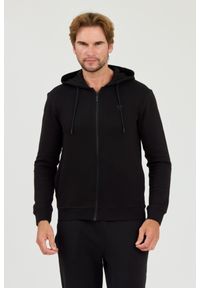 Guess - GUESS Czarna męska bluza z kapturem Hooded Sweatshirt, Rozmiar S. Typ kołnierza: kaptur. Kolor: czarny