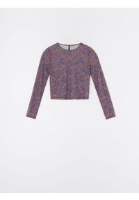 Sinsay - Wzorzysta bluzka typu crop z długim rękawem - wielobarwny. Długość rękawa: długi rękaw. Długość: długie #1
