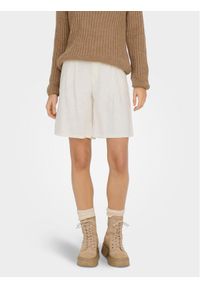 only - ONLY Bermudy Caro 15278792 Biały Loose Fit. Kolor: biały. Materiał: len, wiskoza