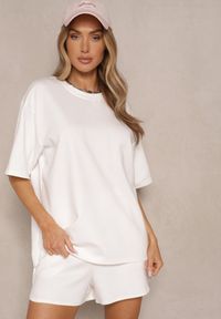Renee - Biały Basicowy T-shirt z Bawełną Meronissea. Okazja: na co dzień. Kolor: biały. Materiał: bawełna. Styl: klasyczny, casual #3
