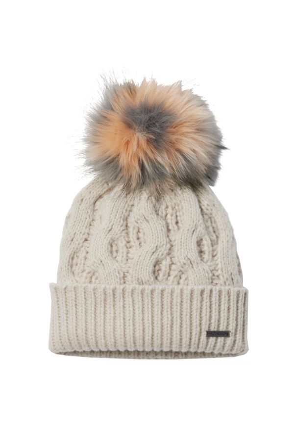 columbia - Czapka damska Boundless Days Cable Knit Pom Beanie. Kolor: beżowy. Materiał: poliester