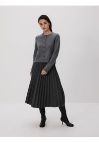 Reserved - Spódnica z aplikacją - ciemnoszary. Kolor: szary. Materiał: wiskoza, dzianina. Wzór: aplikacja #1
