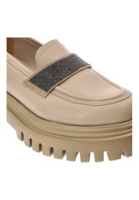 Beżowe Półbuty Karino Eleganckie Skórzane Buty. Okazja: na co dzień. Kolor: beżowy. Materiał: skóra. Szerokość cholewki: normalna. Wzór: aplikacja. Styl: elegancki #4