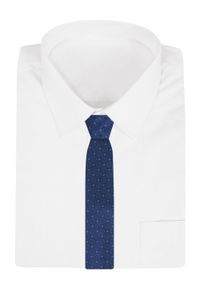 Krawat Męski - Angelo di Monti - Granat w Duże Grochy. Kolor: niebieski. Materiał: tkanina. Wzór: grochy. Styl: elegancki, wizytowy