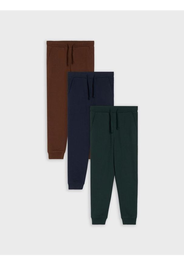 Sinsay - Spodnie slim 3 pack - zielony. Kolor: zielony