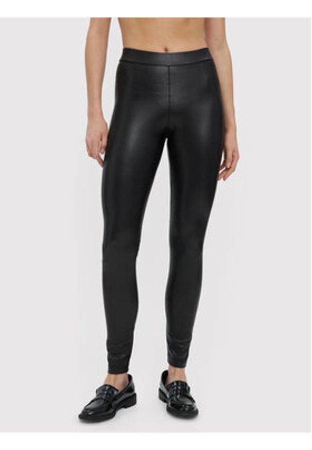 Vero Moda Spodnie z imitacji skóry 10257164 Czarny Skinny Fit. Kolor: czarny. Materiał: syntetyk