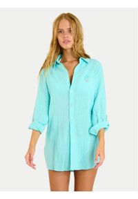 Banana Moon Koszula Garel Zelena MWW04 Turkusowy Regular Fit. Kolor: turkusowy. Materiał: bawełna #1