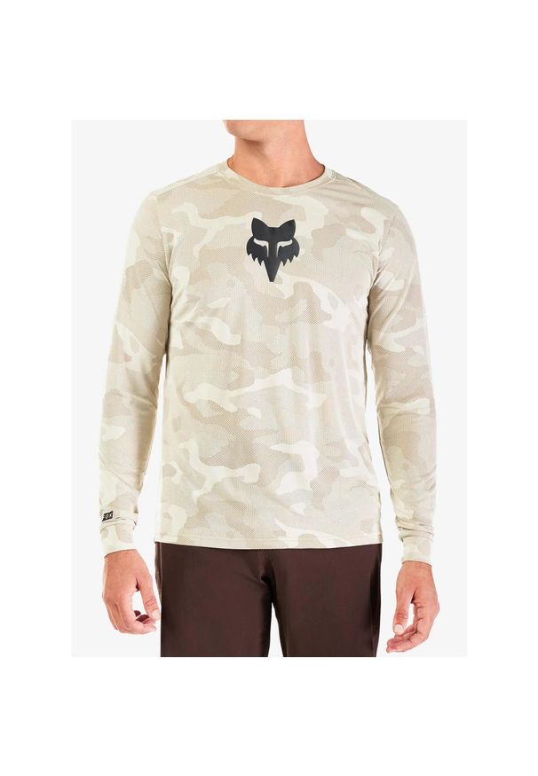 FOX - Bluza rowerowa męska Fox Ranger Tru Dri LS Jersey. Kolor: beżowy. Materiał: jersey
