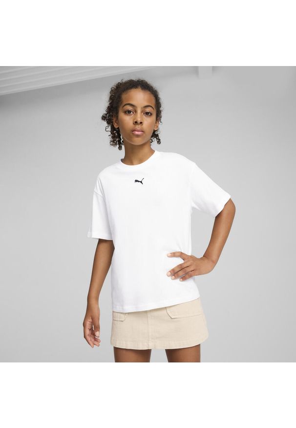 Puma - Młodzieżowa koszulka Essentials Boxy PUMA White. Kolor: biały. Sport: joga i pilates