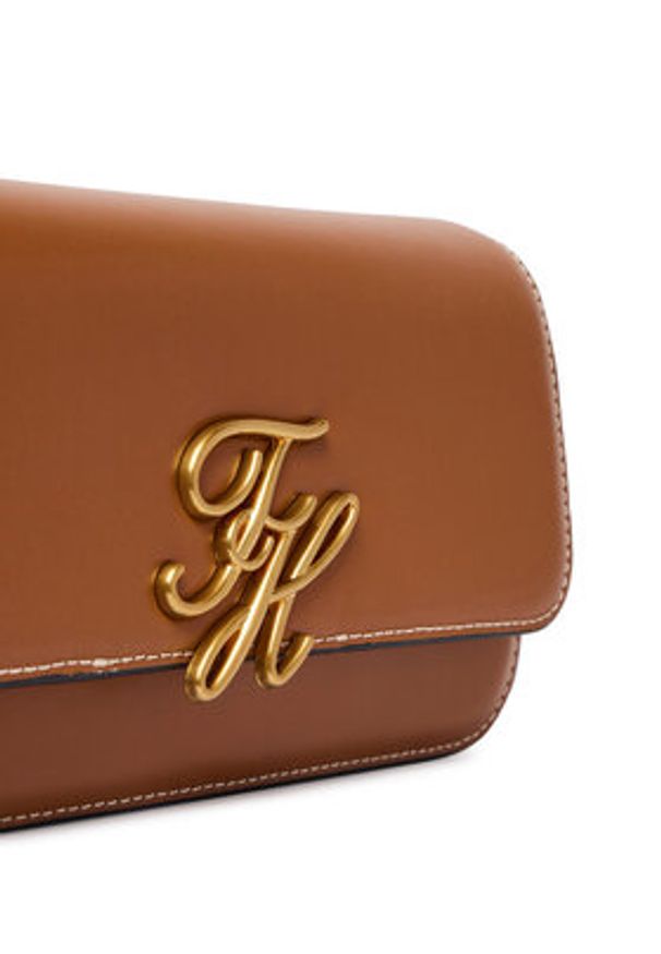 TOMMY HILFIGER - Tommy Hilfiger Torebka Th Script Flap Crossover AW0AW18399 Brązowy. Kolor: brązowy. Materiał: skórzane