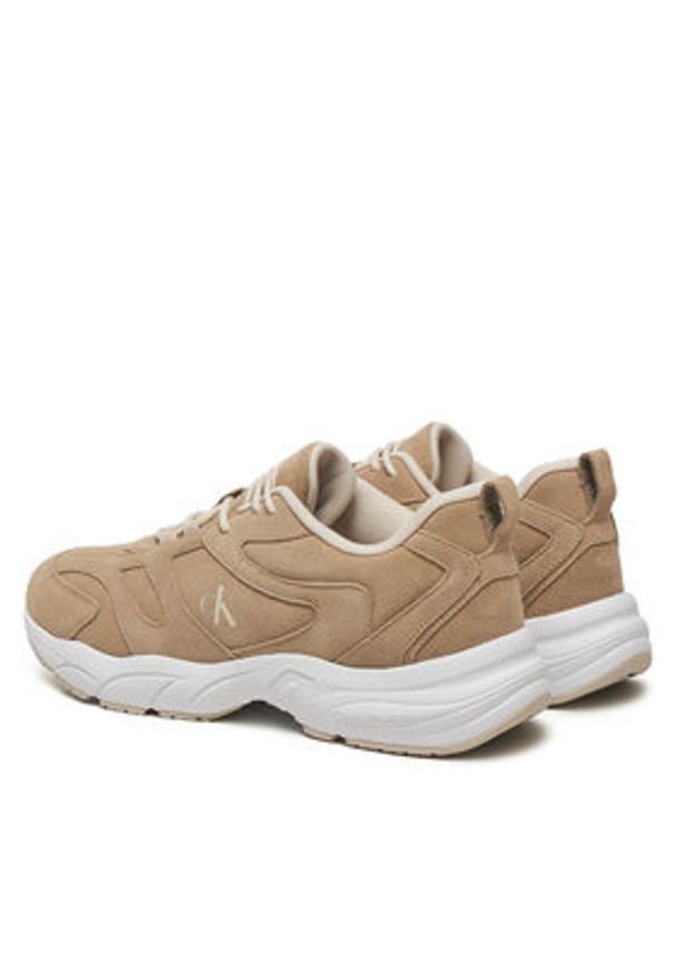 Calvin Klein Jeans Sneakersy Retro Tennis Low Mg Mix Media YM0YM01171 Beżowy. Kolor: beżowy. Materiał: skóra, zamsz