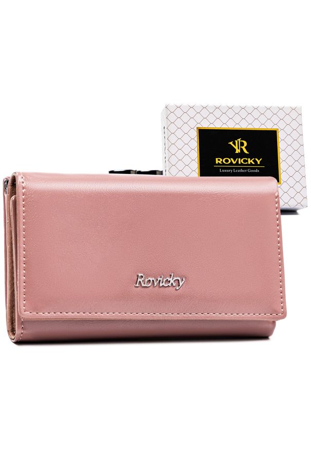 ROVICKY - Portfel damski Rovicky RPX-23-ML różowy. Kolor: różowy