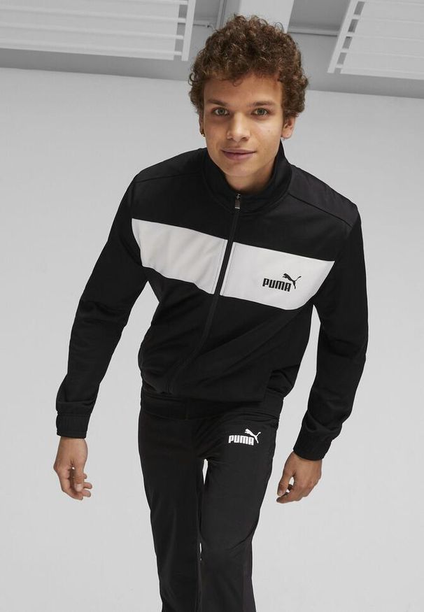 Puma - Męski dres poliestrowy PUMA Black. Kolor: brązowy, zielony, czarny, wielokolorowy. Materiał: poliester, dresówka