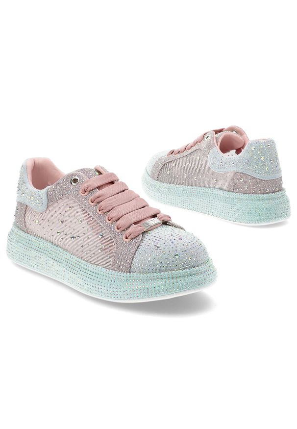 GOE - Wielobarwne Sneakersy Goe Błyszczące Stylowe Obuwie Damskie. Okazja: na co dzień. Materiał: materiał. Wzór: aplikacja. Styl: elegancki