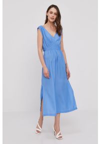 Pepe Jeans - Sukienka Liliana. Okazja: na co dzień. Kolor: niebieski. Materiał: tkanina, bawełna, materiał, wiskoza. Wzór: gładki. Typ sukienki: proste. Styl: casual #1