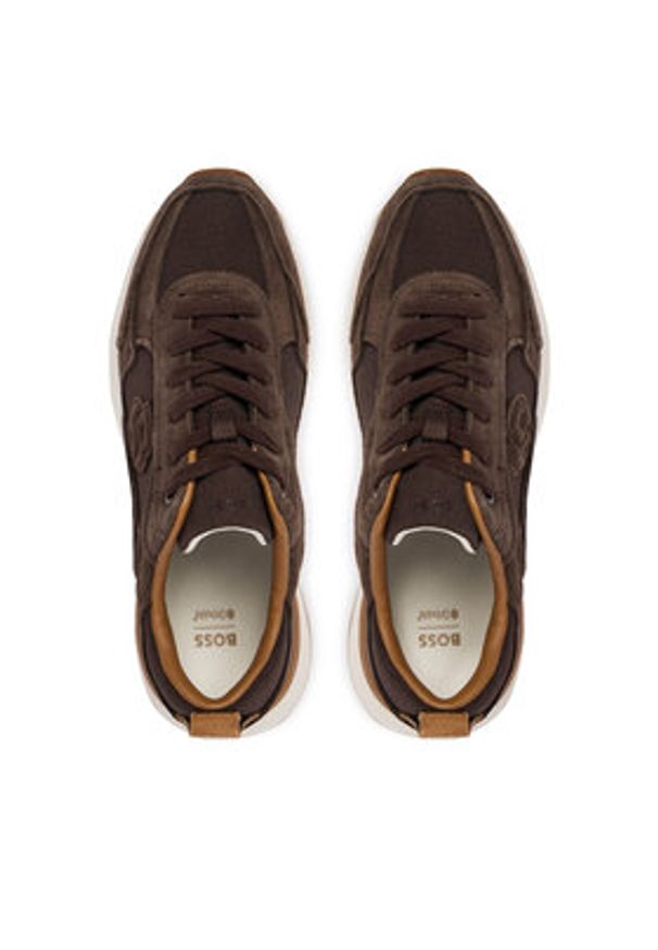 BOSS Sneakersy B Icon Runn 50563381 Brązowy. Kolor: brązowy. Materiał: skóra, zamsz