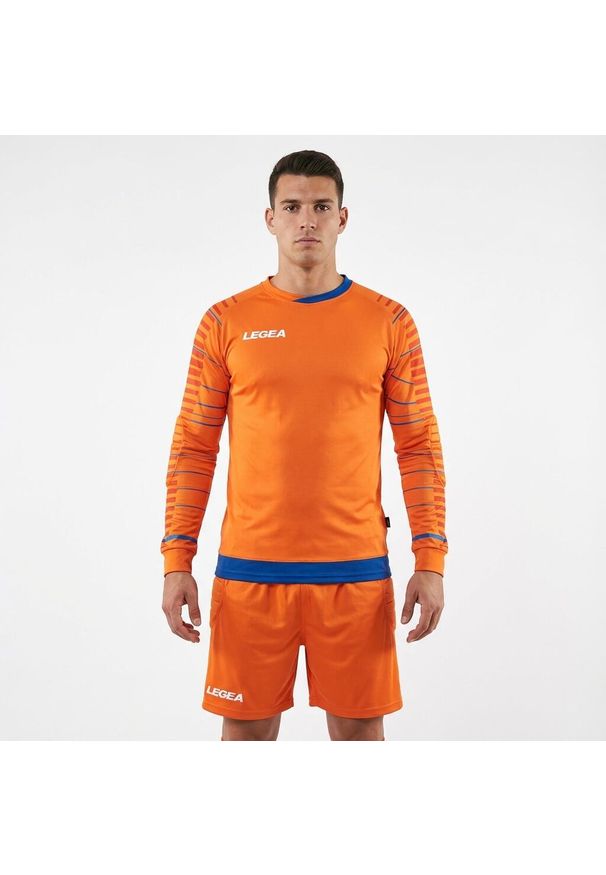 LEGEA - Komplet bramkarski REIMS pomarańczowy błękitny junior. Kolor: pomarańczowy. Wzór: haft. Sport: piłka nożna