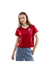 SIROKO - Damska koszulka crop top 120. rocznica Real Sporting de Gijón Siroko SC120 Spor. Kolor: czerwony. Materiał: tkanina. Sezon: lato #1