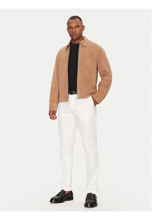 BOSS Spodnie garniturowe C-Genius 50539970 Biały Slim Fit. Kolor: biały. Materiał: bawełna