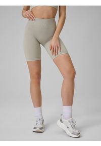 4f - 4F Legginsy kolarki treningowe bezszwowe damskie - beżowe M/L. Stan: podwyższony. Kolor: beżowy. Materiał: materiał. Sport: fitness #2