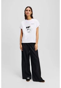 Karl Lagerfeld - KARL LAGERFELD Biały damski t-shirt Ikon Aquarelle C Loose, Rozmiar S. Kolor: biały #3