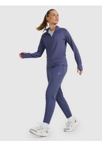 4f - 4F Bluza do biegania regular szybkoschnąca damska - granatowa XL. Typ kołnierza: kołnierzyk stójkowy. Kolor: niebieski. Materiał: syntetyk, materiał. Długość rękawa: raglanowy rękaw. Styl: sportowy #2