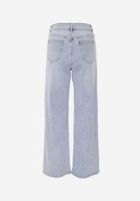 Born2be - Niebieskie Bawełniane Jeansy o Szerokim Kroju z Wysokim Stanem Jendrea. Okazja: na co dzień. Stan: podwyższony. Kolor: niebieski. Styl: casual #3