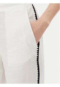 ICONA Spodnie materiałowe RP5LE005 Biały Relaxed Fit. Kolor: biały. Materiał: len #4