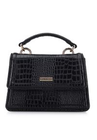 Wittchen - Minikuferek z ekoskóry o fakturze croco. Kolor: czarny. Wzór: haft. Dodatki: z haftem. Materiał: skórzane. Styl: elegancki, wizytowy #5